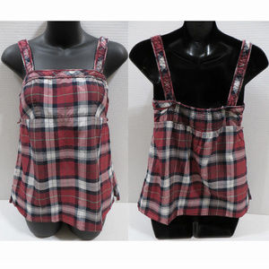 American Eagle top 6 plaid sleeveless smocked